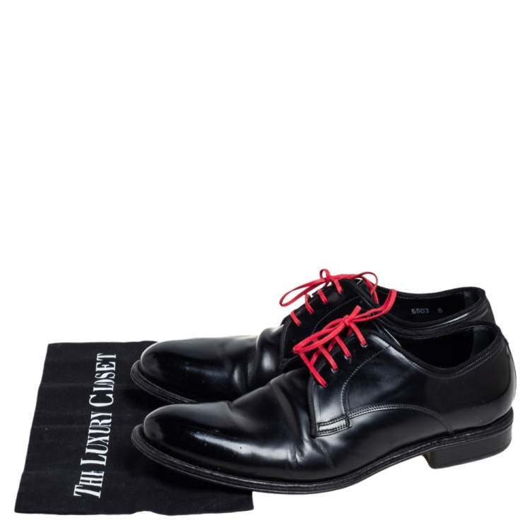 مملوكة مسبقًا Dolce & Gabbana Black Leather Lac Up  Oxfrod Size 42