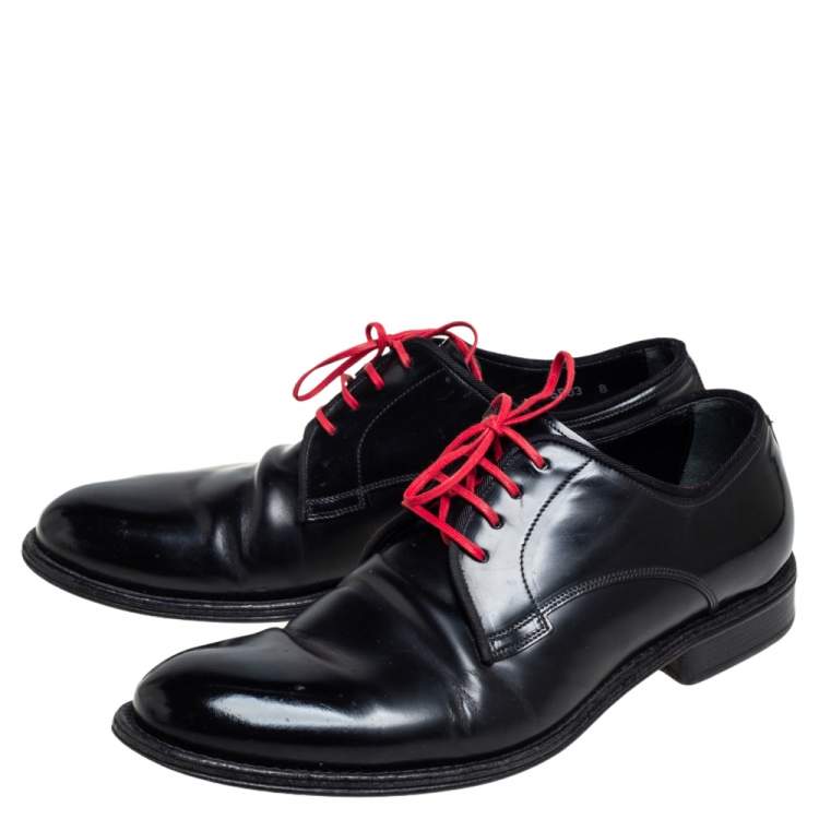 مملوكة مسبقًا Dolce & Gabbana Black Leather Lac Up  Oxfrod Size 42