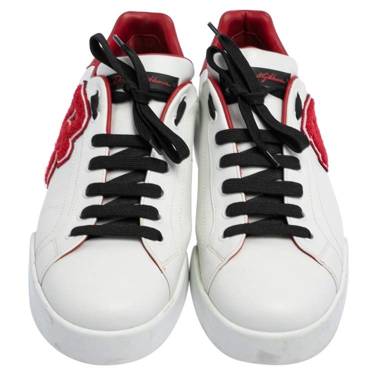 Pre Owned Dolce & Gabbana White Leather Portofino Low Top Sneakers Size 44
