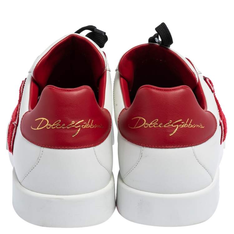 Pre Owned Dolce & Gabbana White Leather Portofino Low Top Sneakers Size 44
