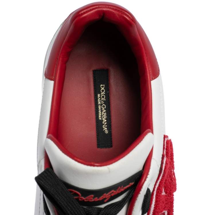 Pre Owned Dolce & Gabbana White Leather Portofino Low Top Sneakers Size 44