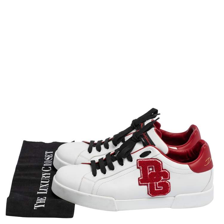 Pre Owned Dolce & Gabbana White Leather Portofino Low Top Sneakers Size 44