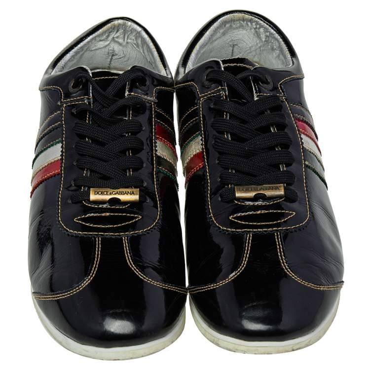 Pre Owned Dolce & Gabbana Black Patent Leather Low Top Sneakers Size 44