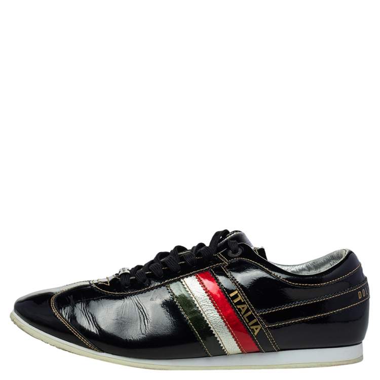 Pre Owned Dolce & Gabbana Black Patent Leather Low Top Sneakers Size 44