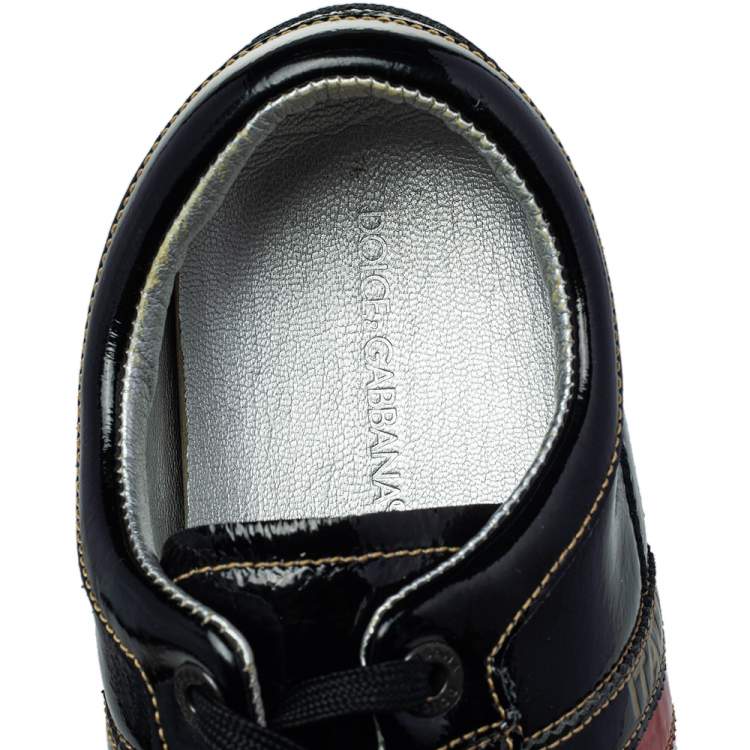 Pre Owned Dolce & Gabbana Black Patent Leather Low Top Sneakers Size 44