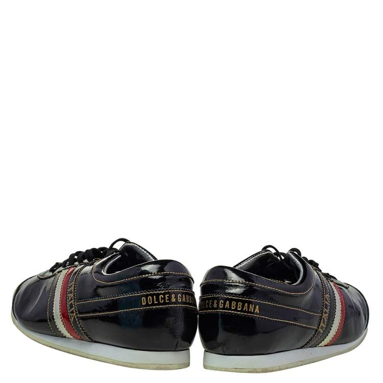 Pre Owned Dolce & Gabbana Black Patent Leather Low Top Sneakers Size 44