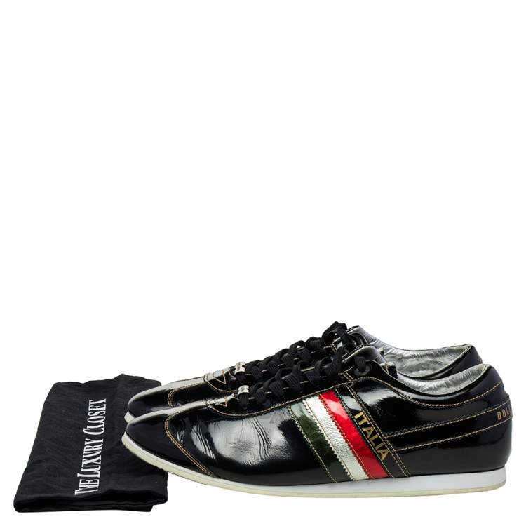Pre Owned Dolce & Gabbana Black Patent Leather Low Top Sneakers Size 44