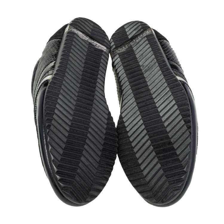 Pre Owned Dolce and Gabbana Black Python And Leather Stripes Low Top Sneakers Size 44