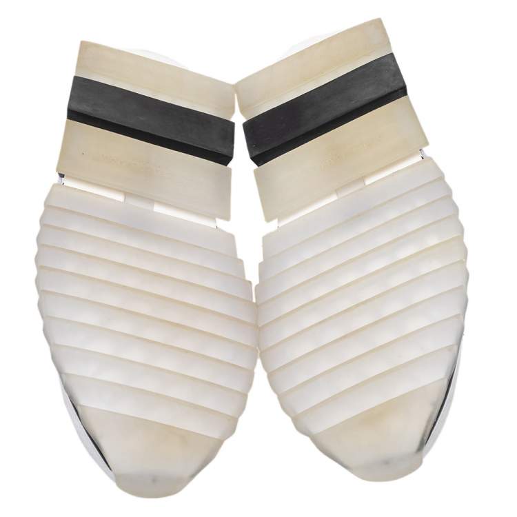 Pre Owned Dolce & Gabbana White/Black Knit Fabric Sorrento Slip On Sneakers Size 45