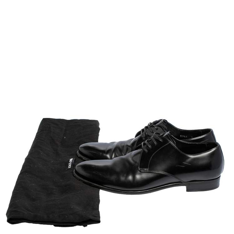Pre Owned Dolce & Gabbana Black Leather Lace Up Derby Size 43