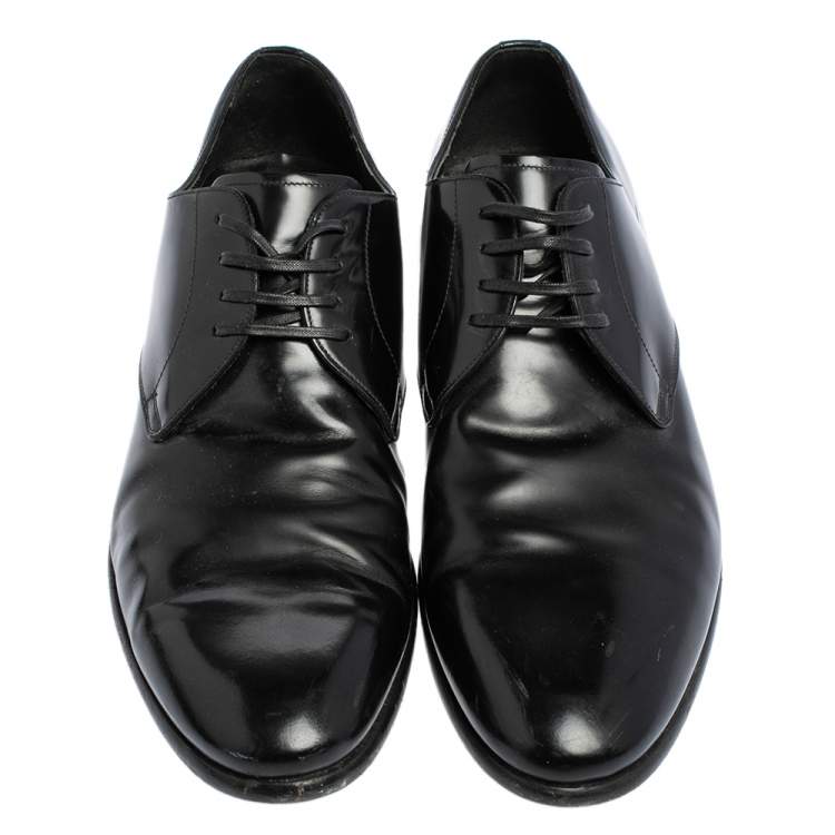Pre Owned Dolce & Gabbana Black Leather Lace Up Derby Size 43