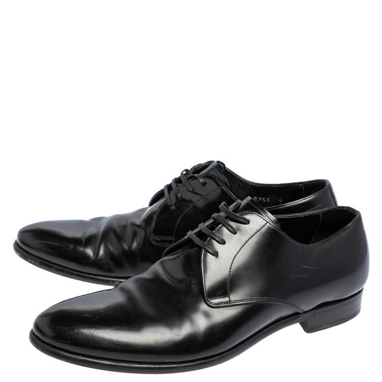 Pre Owned Dolce & Gabbana Black Leather Lace Up Derby Size 43