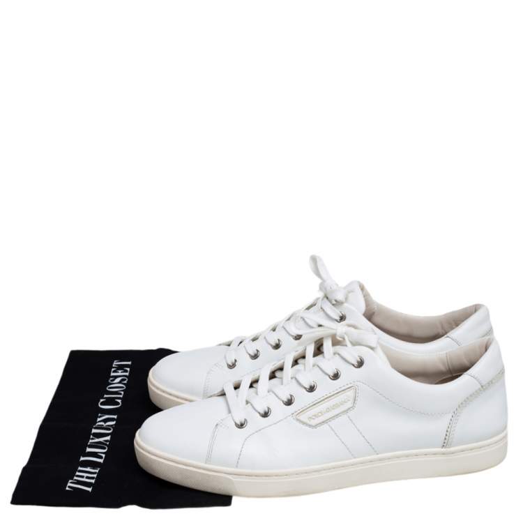 مملوكة مسبقًا Dolce & Gabbana White Leather London Low Top Sneakers Size 42