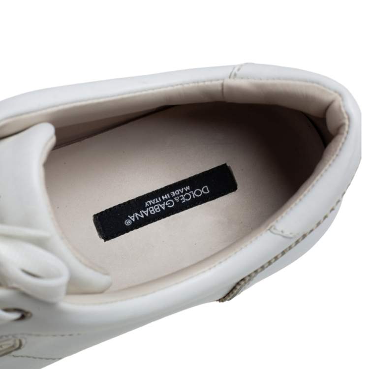 مملوكة مسبقًا Dolce & Gabbana White Leather London Low Top Sneakers Size 42