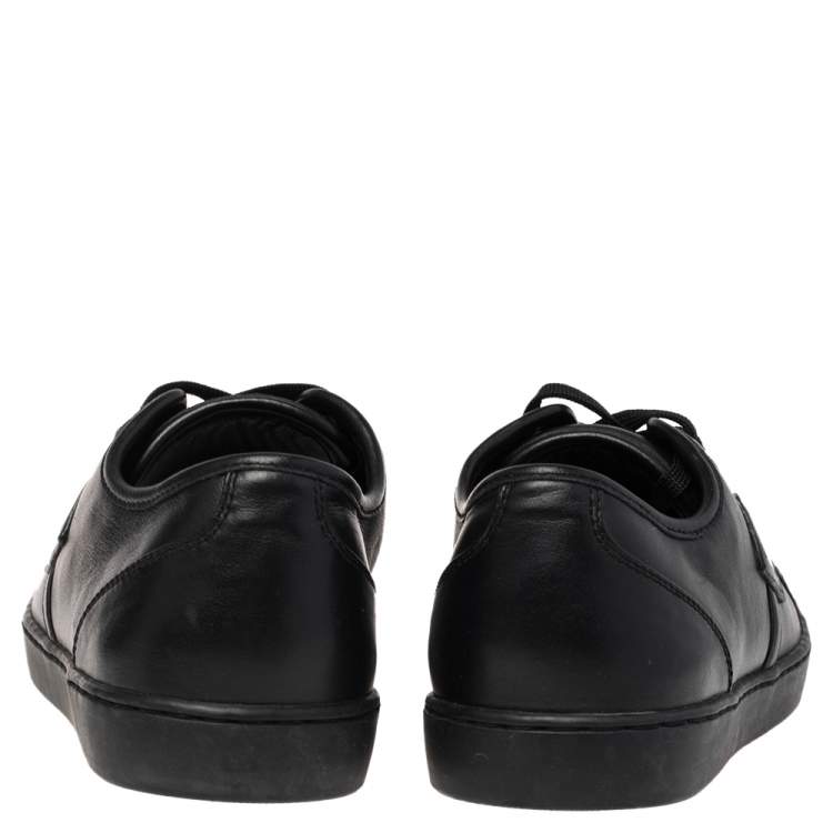 Pre Owned Dolce & Gabbana Black Leather Cap Toe Low Top Sneakers Size 43
