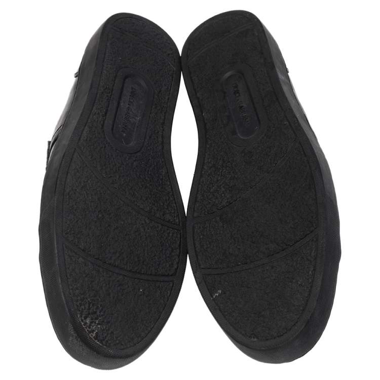 Pre Owned Dolce & Gabbana Black Leather Cap Toe Low Top Sneakers Size 43