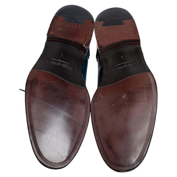 Pre Owned Dolce & Gabbana Blue Brogue Leather Lace Up Oxford Size 42