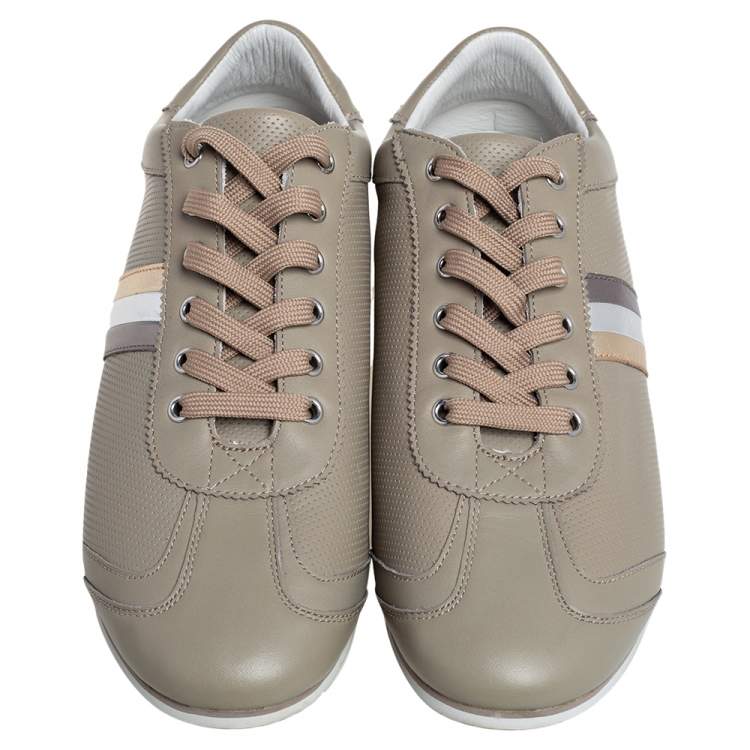 Pre Owned Dolce & Gabbana Grey Leather Lace Up Low Top Sneakers Size 41.5