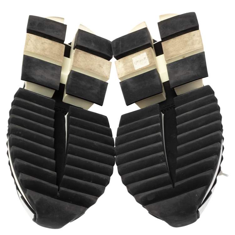 مملوكة مسبقًا Dolce & Gabbana White/ Black Suede And Leather Super King Low Top Sneakers Size 42