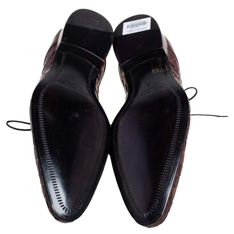 Pre Owned Dolce & Gabbana Brown Woven Leather Lace Derby Size 41