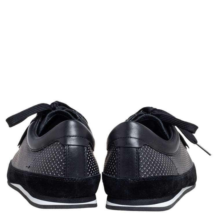 Pre Owned Dolce & Gabbana Black Leather And Suede Lace Up Sneakers Size 41.5