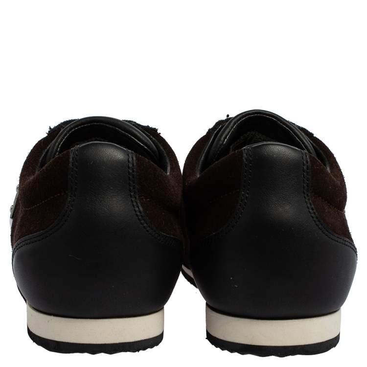 Pre Owned Dolce & Gabbana Brown Suede And Leather Lace Up Sneakers Size 41