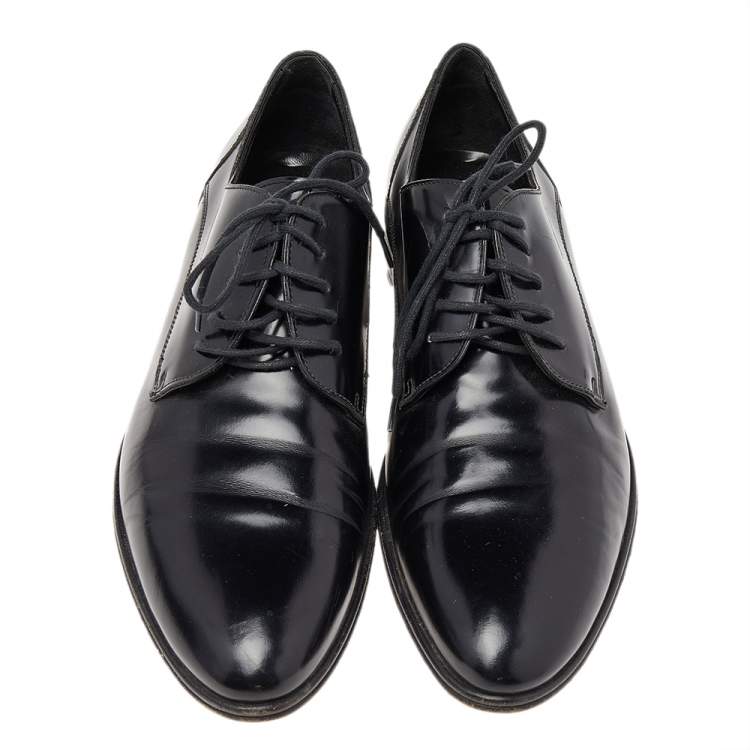Pre Owned Dolce & Gabbana Black Leather Lace Up Derby Size 39