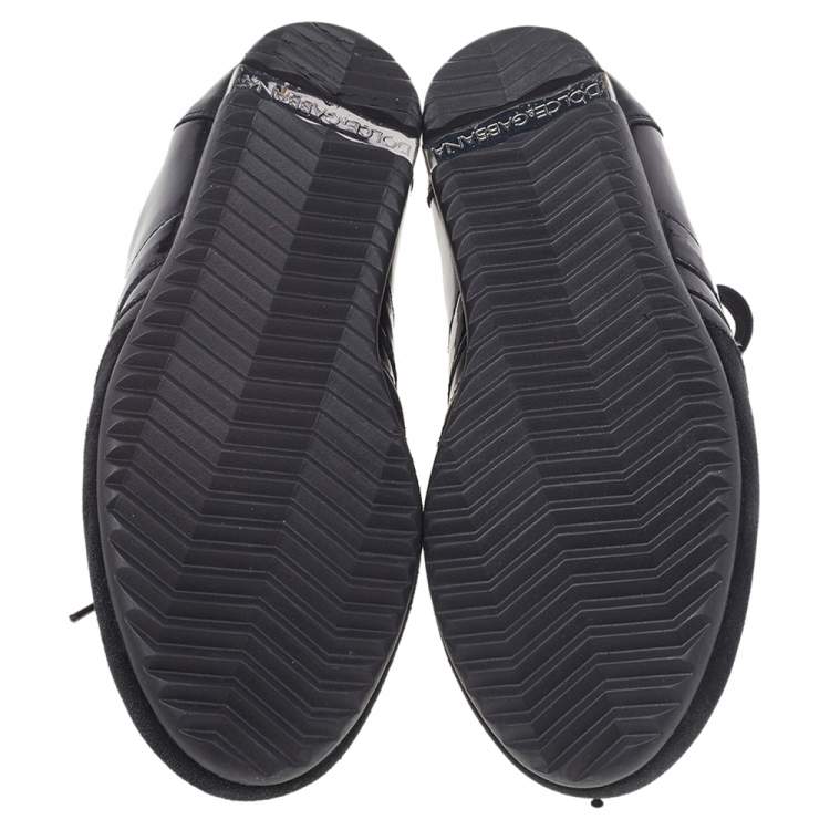 مملوكة مسبقًا Dolce & Gabbana Black Suede, Patent, and Leather Low Top Sneakers Size 40