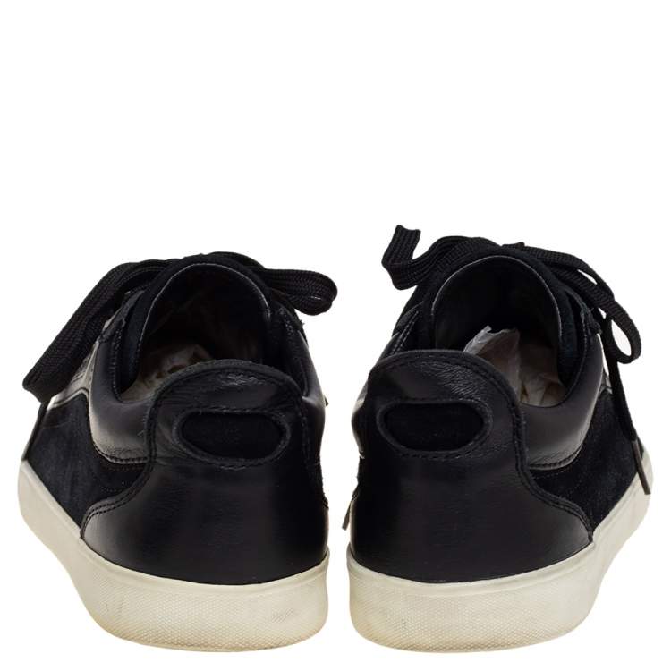 Pre Owned Dolce & Gabbana Black Suede And Leather Low Top Sneakers Size 40.5