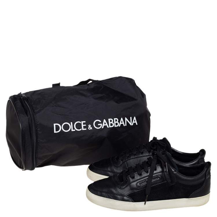 Pre Owned Dolce & Gabbana Black Suede And Leather Low Top Sneakers Size 40.5
