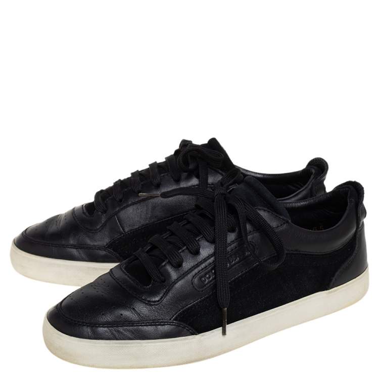 Pre Owned Dolce & Gabbana Black Suede And Leather Low Top Sneakers Size 40.5