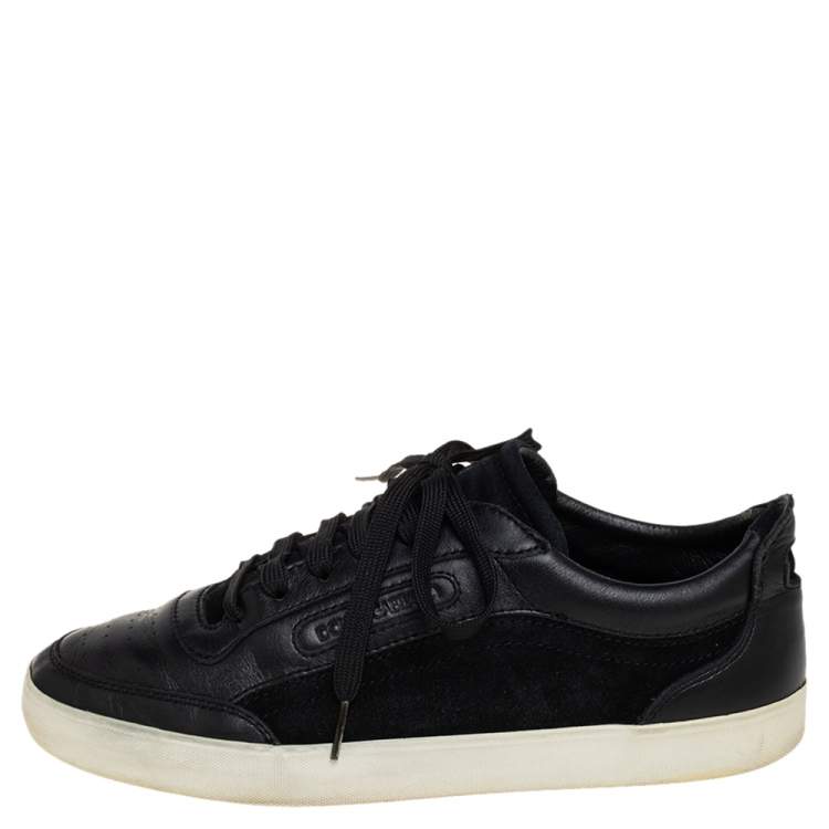 Pre Owned Dolce & Gabbana Black Suede And Leather Low Top Sneakers Size 40.5