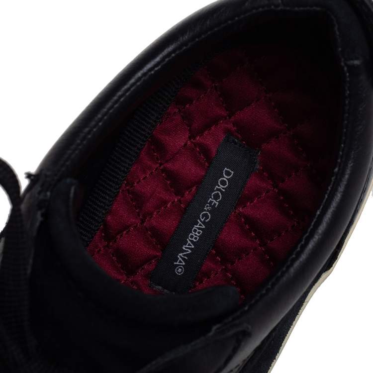 Pre Owned Dolce & Gabbana Black Suede And Leather Low Top Sneakers Size 40.5