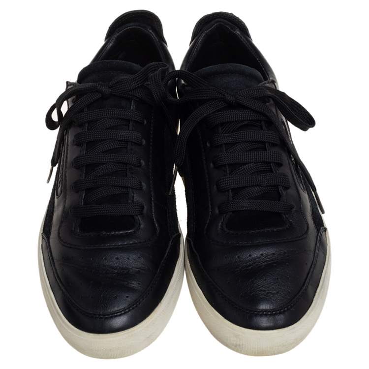 Pre Owned Dolce & Gabbana Black Suede And Leather Low Top Sneakers Size 40.5
