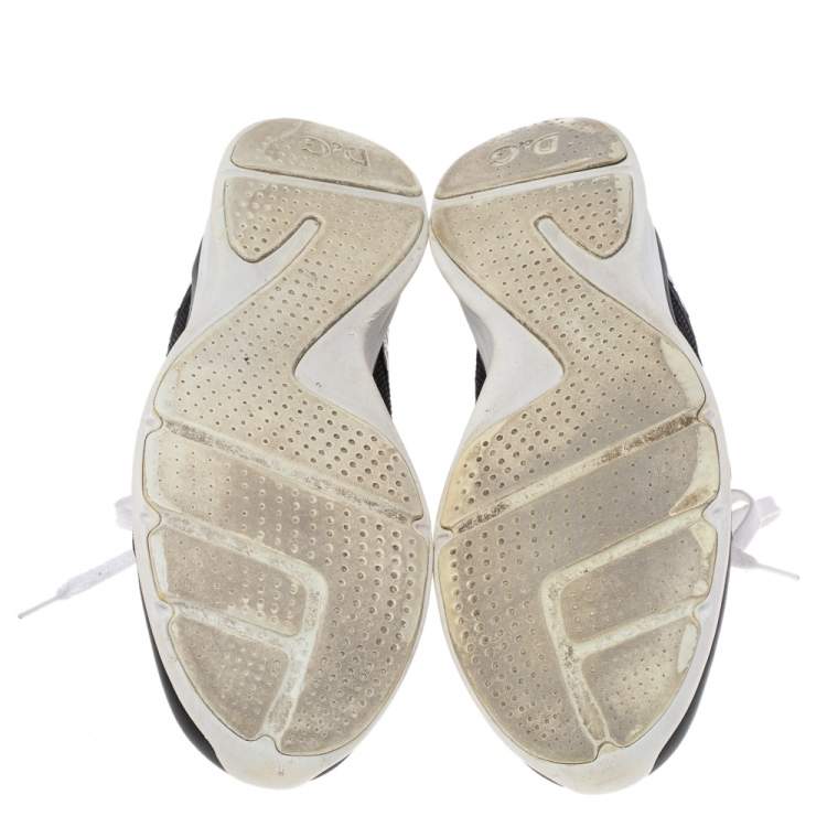 Pre Owned Dolce & Gabbana Black Leather And Mesh Low Top Sneakers Size 45