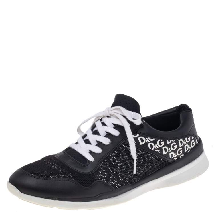Dolce & Gabbana Black Leather And Mesh Low Top Sneakers Size 45 Dolce &  Gabbana | TLC