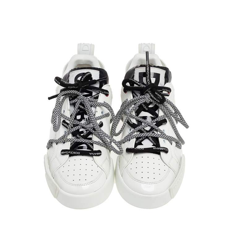 Pre Owned Dolce & Gabbana White Leather Portofino Low Top Sneakers Size 42.5