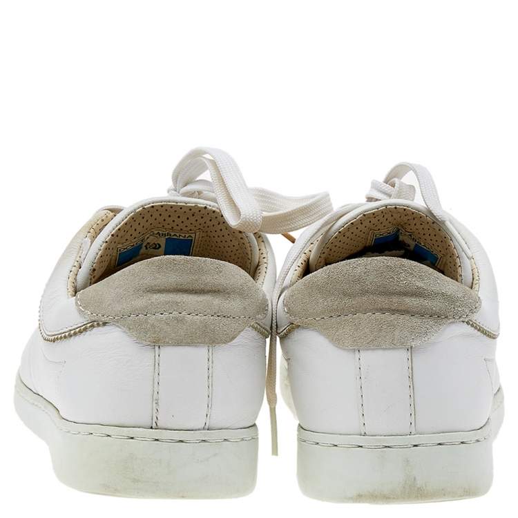 Pre Owned Dolce & Gabbana White Leather Low Top Sneakers Size 43