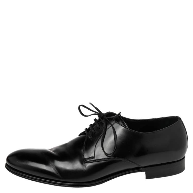 مملوكة مسبقًا Dolce & Gabbana Black Leather Lace Up Derby Size 45