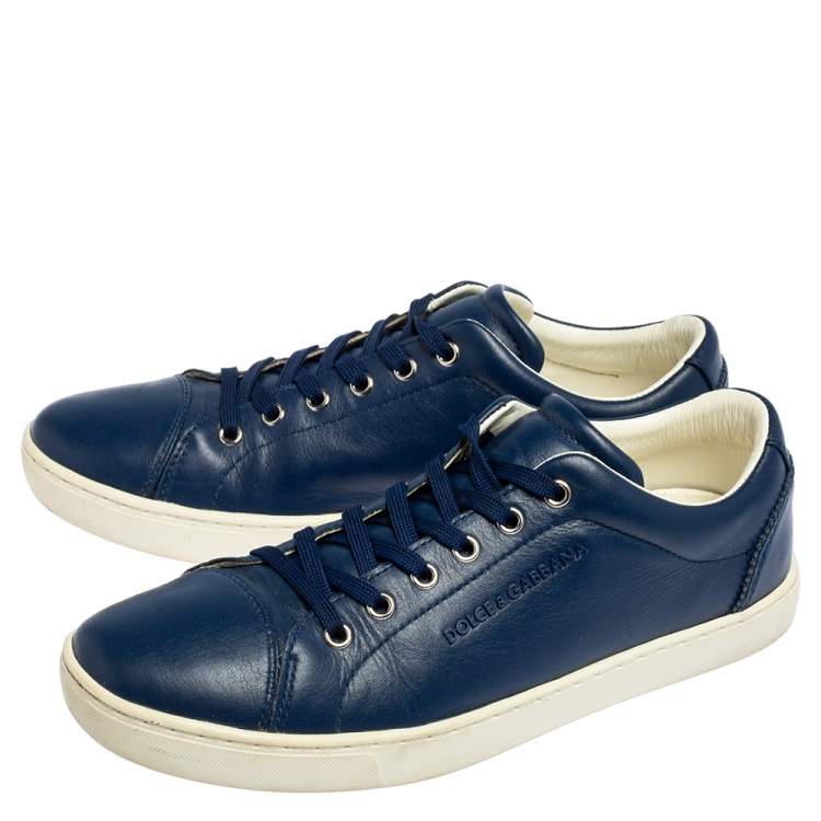 Pre Owned Dolce & Gabbana Blue Leather Low Top Sneakers Size 41