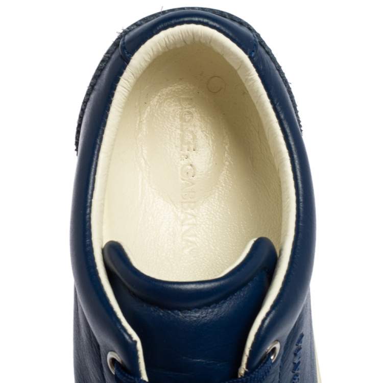 Pre Owned Dolce & Gabbana Blue Leather Low Top Sneakers Size 41