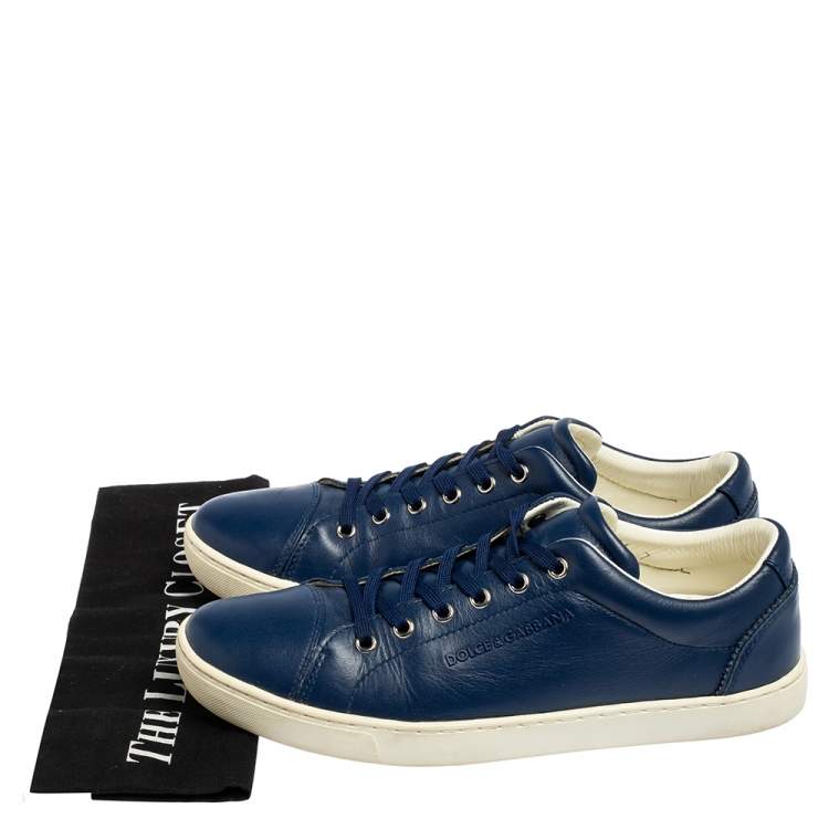 Pre Owned Dolce & Gabbana Blue Leather Low Top Sneakers Size 41