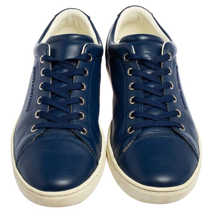 Pre Owned Dolce & Gabbana Blue Leather Low Top Sneakers Size 41
