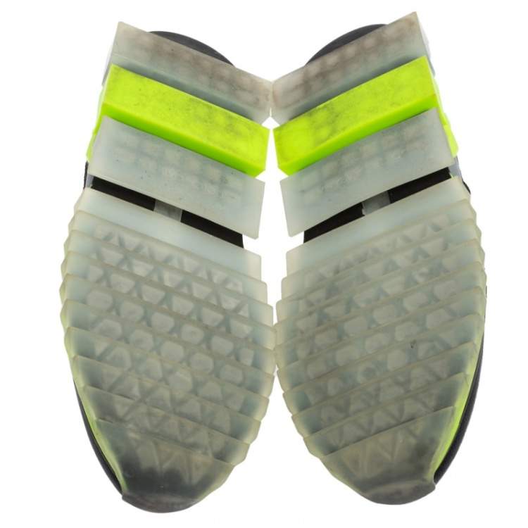 مملوكة مسبقًا Dolce & Gabbana Black/Green Knit Fabric And Jersey Sorrento Sneakers Size 42.5