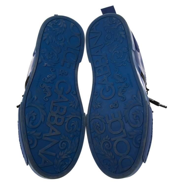 Pre Owned Dolce & Gabbana  Blue Leather And Patent Leather Lace Up Sneakers Size 43