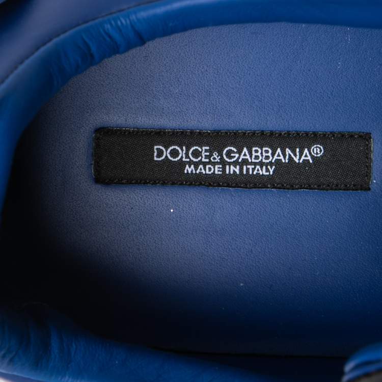 Pre Owned Dolce & Gabbana  Blue Leather And Patent Leather Lace Up Sneakers Size 43