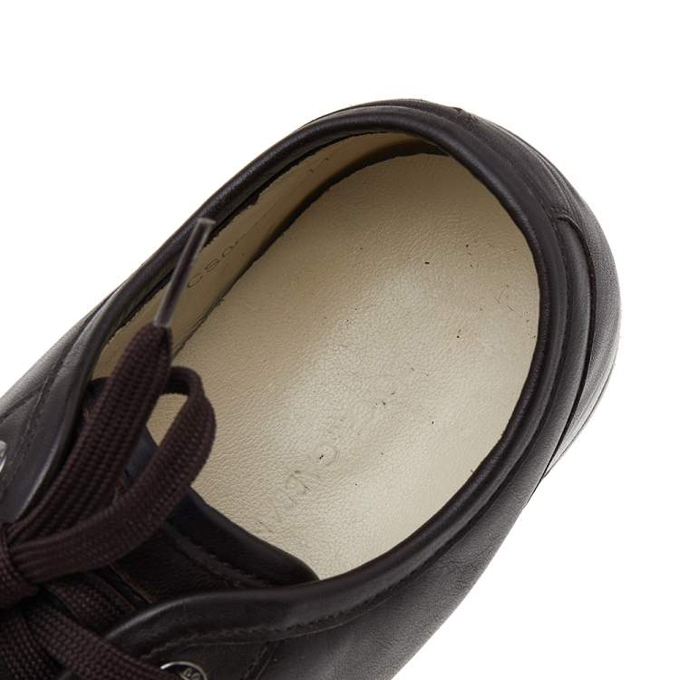 Pre Owned Dolce & Gabbana Dark Brown Leather Lace Up Low Top Sneakers Size 44