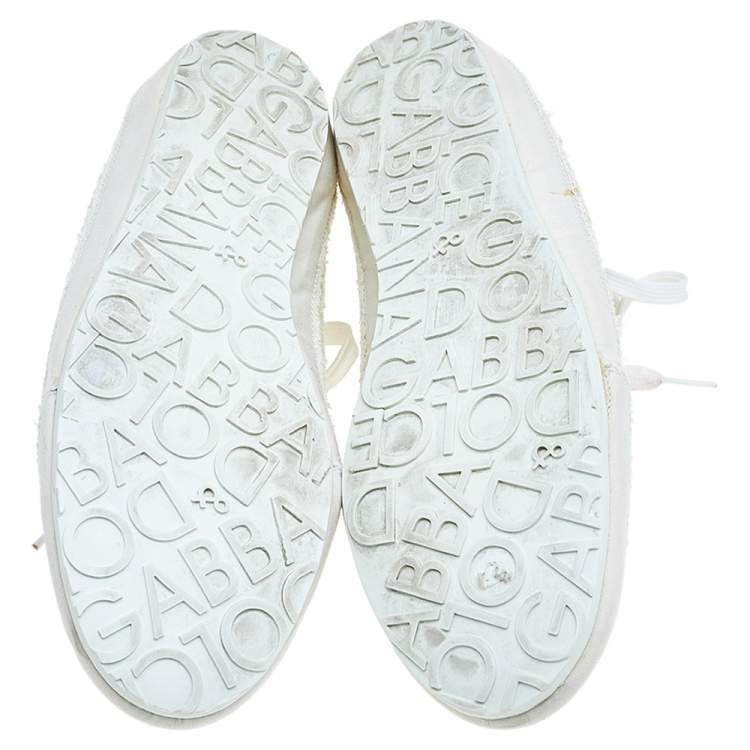 مملوكة مسبقًا Dolce & Gabbana Cream Canvas Low Top Sneakers Size 44