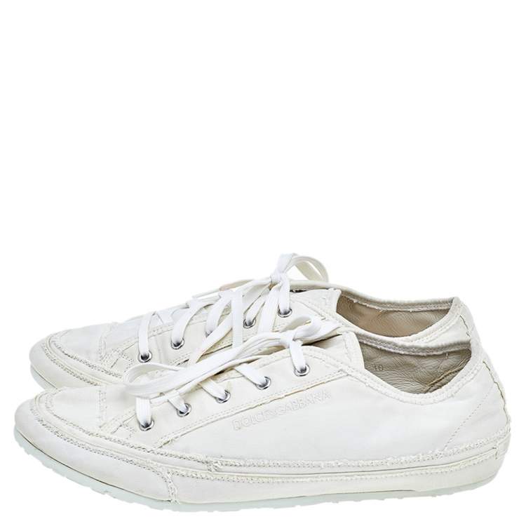 مملوكة مسبقًا Dolce & Gabbana Cream Canvas Low Top Sneakers Size 44