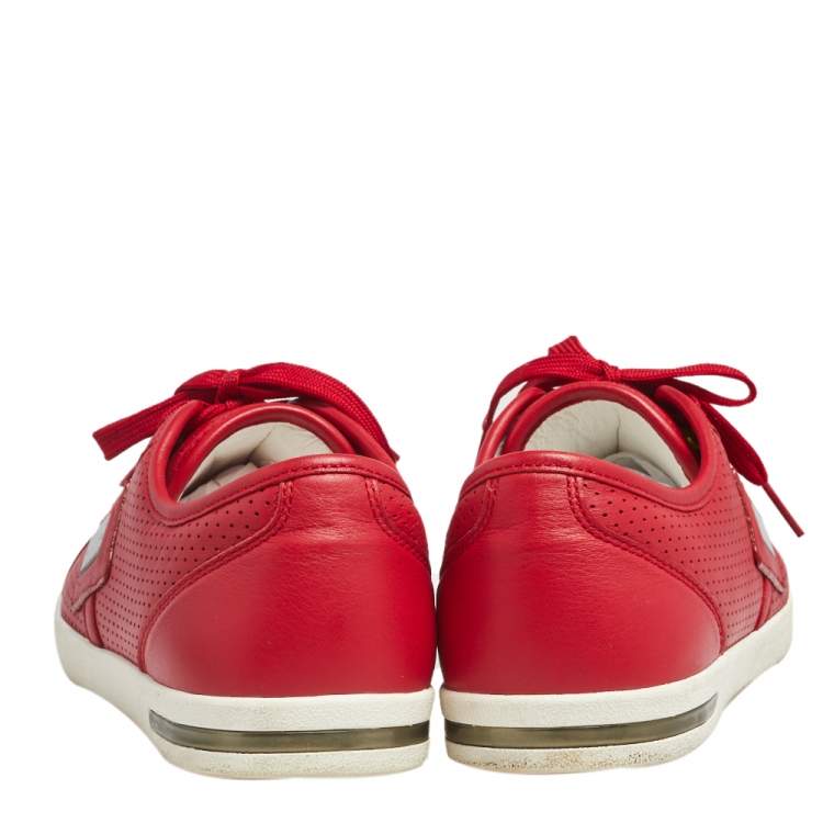 Pre Owned Dolce & Gabbana Red Leather Low Top Sneakers Size 42